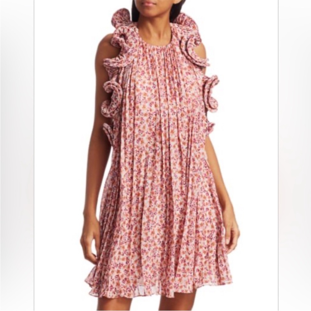 Amur‎ Mimi Halter Ruffle Pleated Mini Dress